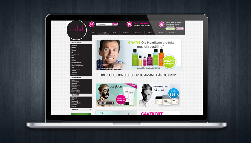 coosh cosmetik webshop hjemmeside design